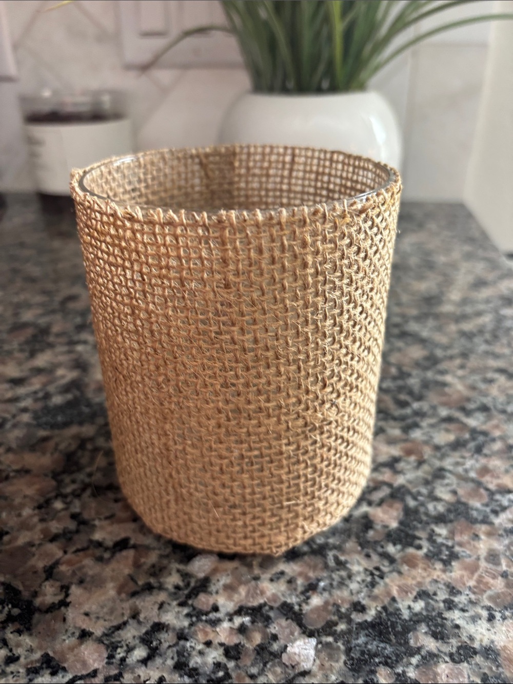 Natural Burlap Votive Holder - Neutral Brown Home Accent